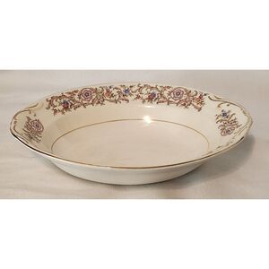 Crown Potteries Co. Floral Vintage USA Made Oval Bowl‎ 4 42